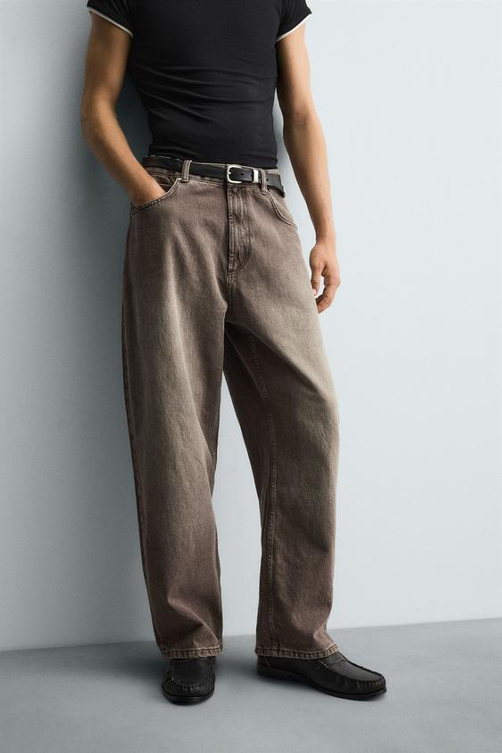 ZARA ДЖИНСЫ BAGGY FIT, КОРИЧНЕВЫЙ