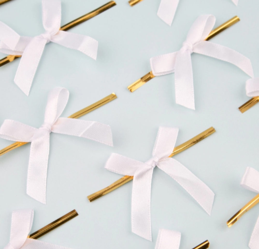 Твист лента с бантиком (белый, 8 см) 50 шт