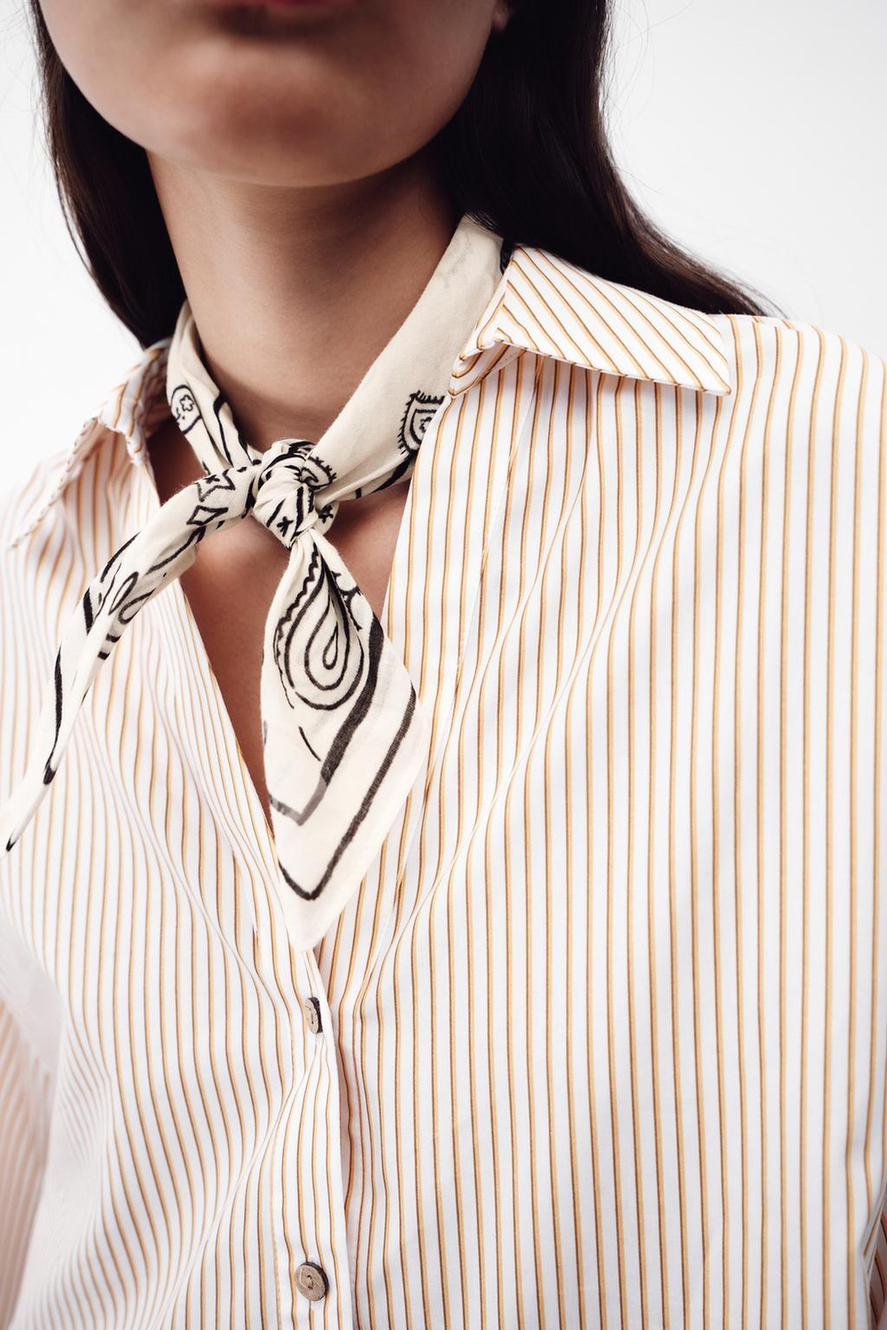 ZARA ХЛОПКОВАЯ БАНДАНА С ПРИНТОМ, ЭКРЮ