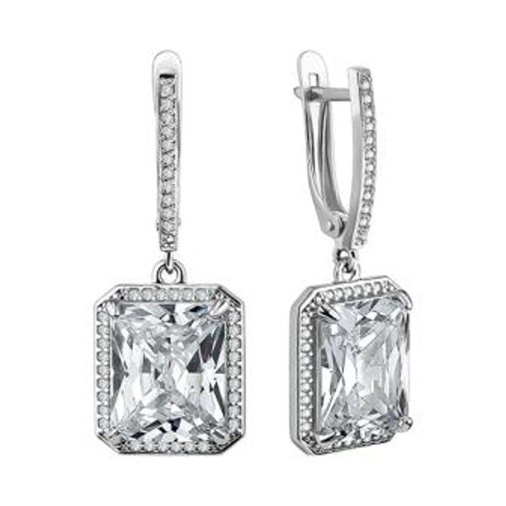 Серьги из серебра с фианитами