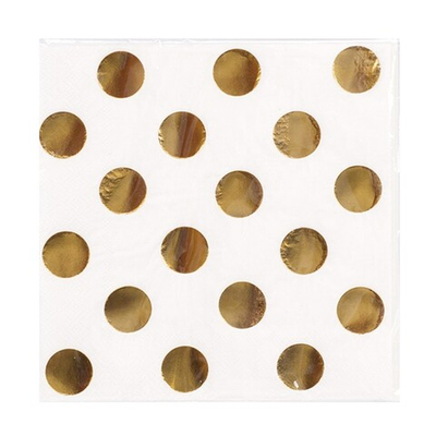 Салфетки с фольгированным золотым горошком, 33 см, 6 шт
