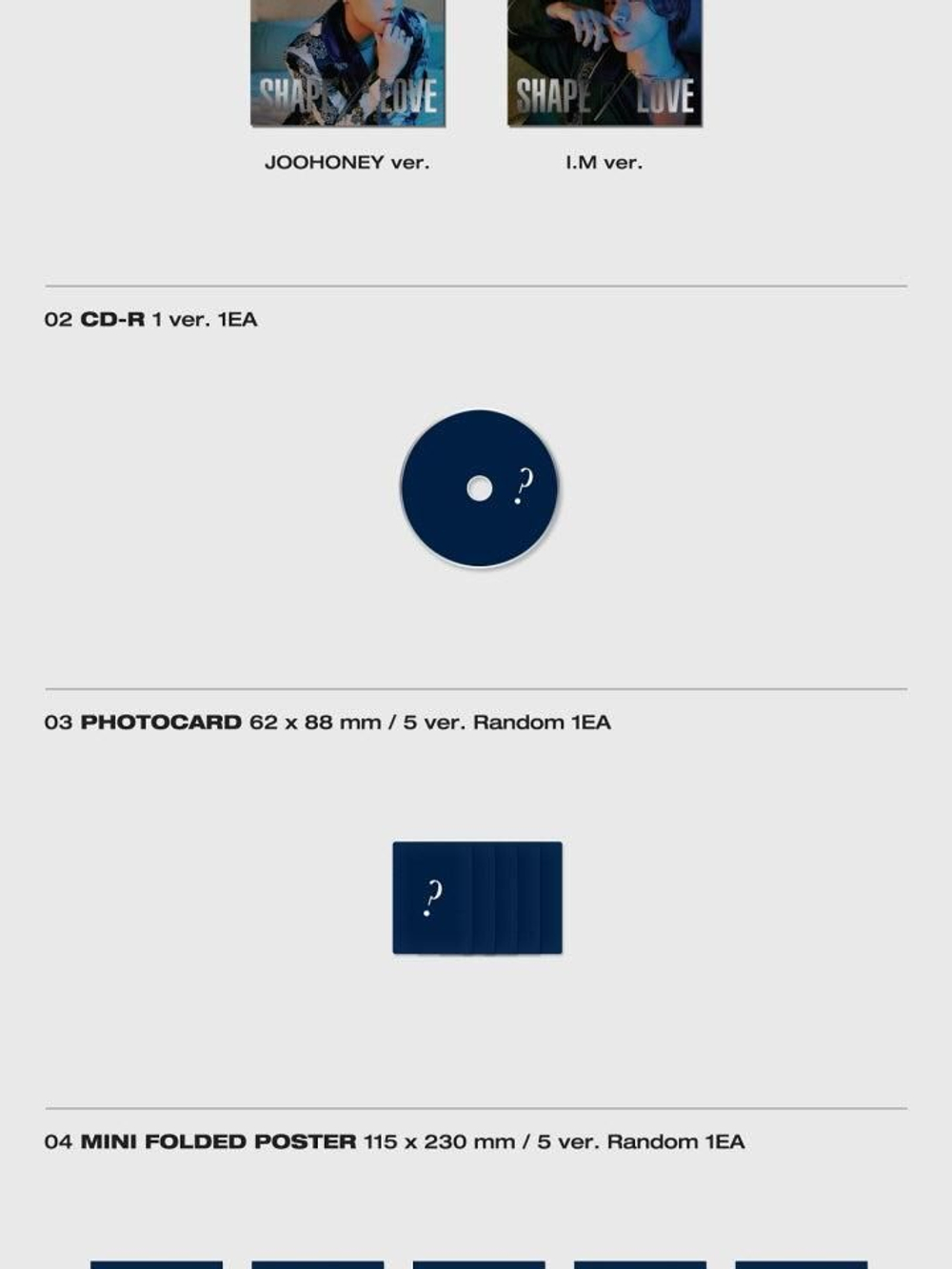 Альбом MONSTA X - SHAPE of LOVE 11th Mini Album Jewel Case 5 Version SET