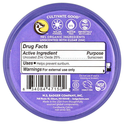 Badger, Adventure Sport, минеральное солнцезащитное средство с прозрачным цинком, SPF 50, без запаха, 68 г (2,4 унции)