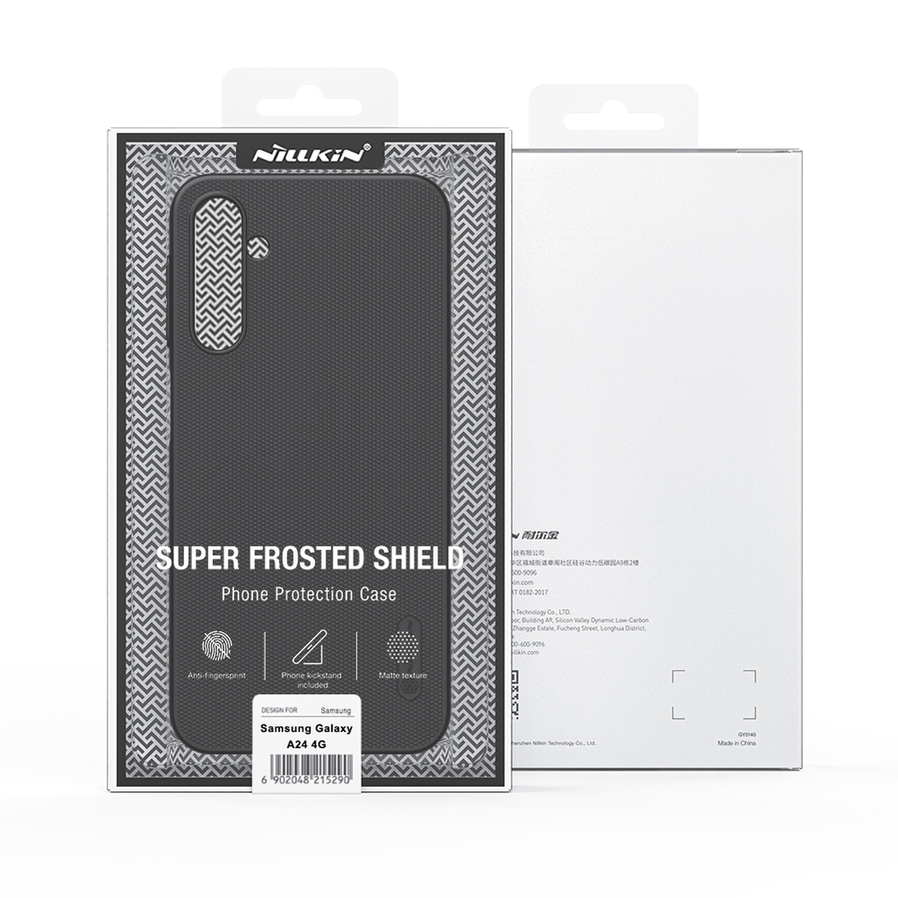 Жесткий чехол черного цвета от Nillkin для Samsung Galaxy A24 4G, серия Super Frosted Shield