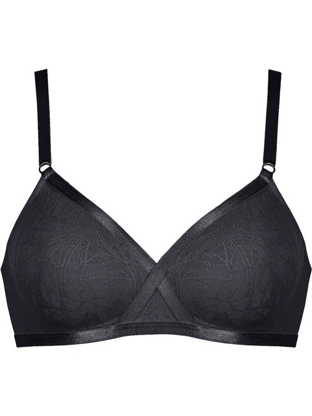 Бескаркасный бюстгальтер с мягкими кружевными чашками (Размер: 75B) (Цвет: бежевый)