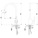 LM3505C Марс Смеситель для кухни с высоким поворотным изливом хром (к/к 8)