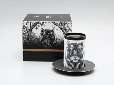 Бокал с блюдцем Тотем в подарочной упаковке, рисунок Тигр арт. 81.30082.00.1