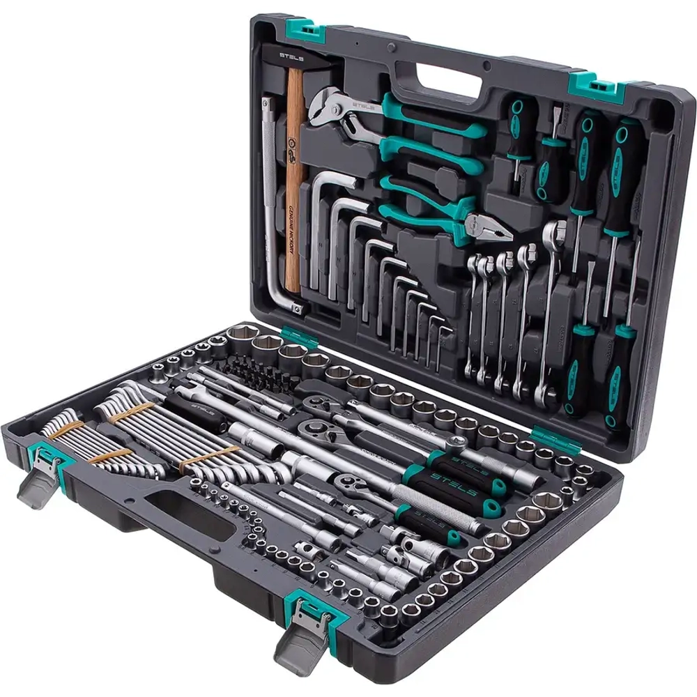 Набор инструментов, 1/2",3/8", 1/4", CrV, 142 предм. STELS 14107