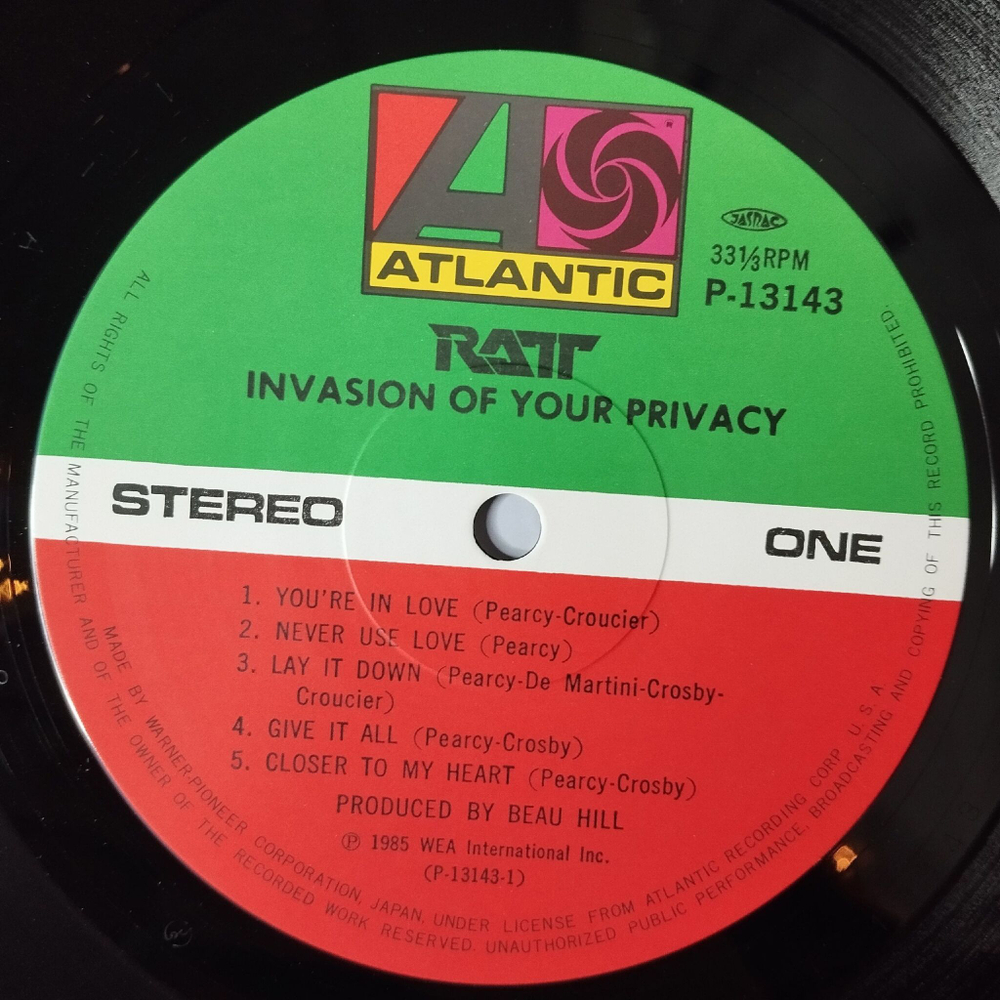 Винтажная виниловая пластинка LP Ratt Invasion Of Your Privacy (Japan 1985) (Obi) Give It All