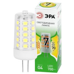 Лампа светодиодная ЭРА GREEN LINE LED G4-JC-7W-830-12V GL 7Вт капсула 12В теплый белый свет G4 | Лампы cветодиодные Капсульные (G4, G9)