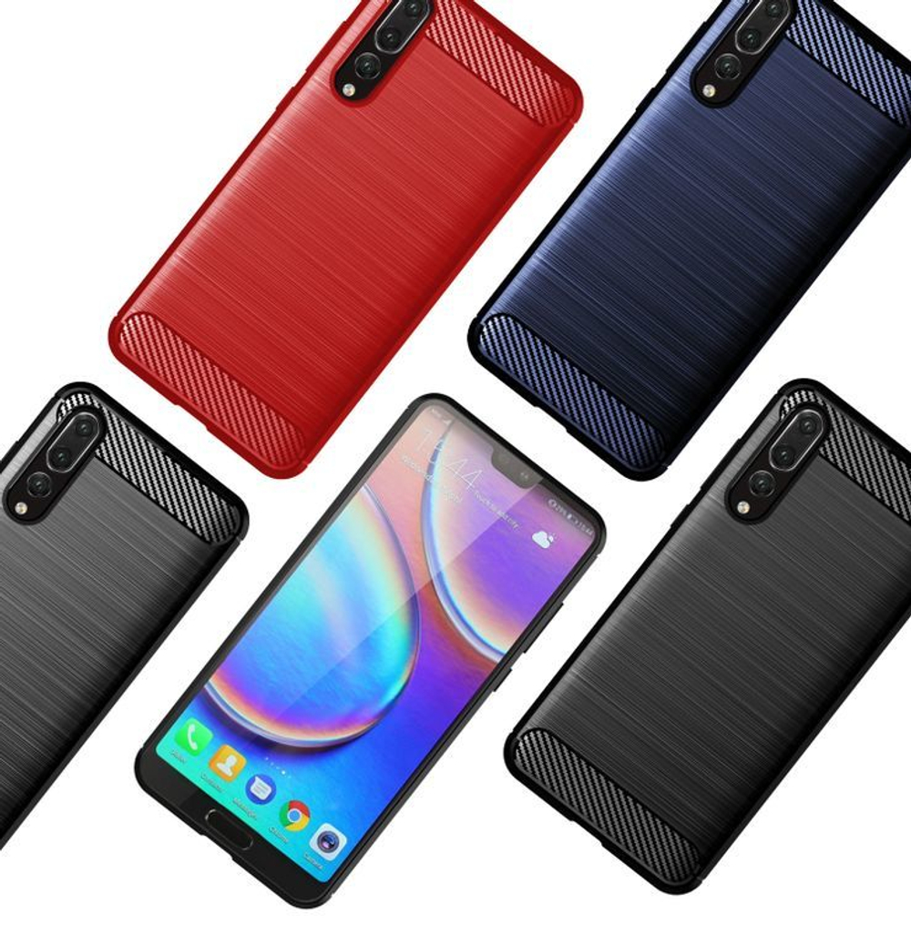 Чехол для Huawei P20 Pro цвет Blue (синий), серия Carbon от Caseport