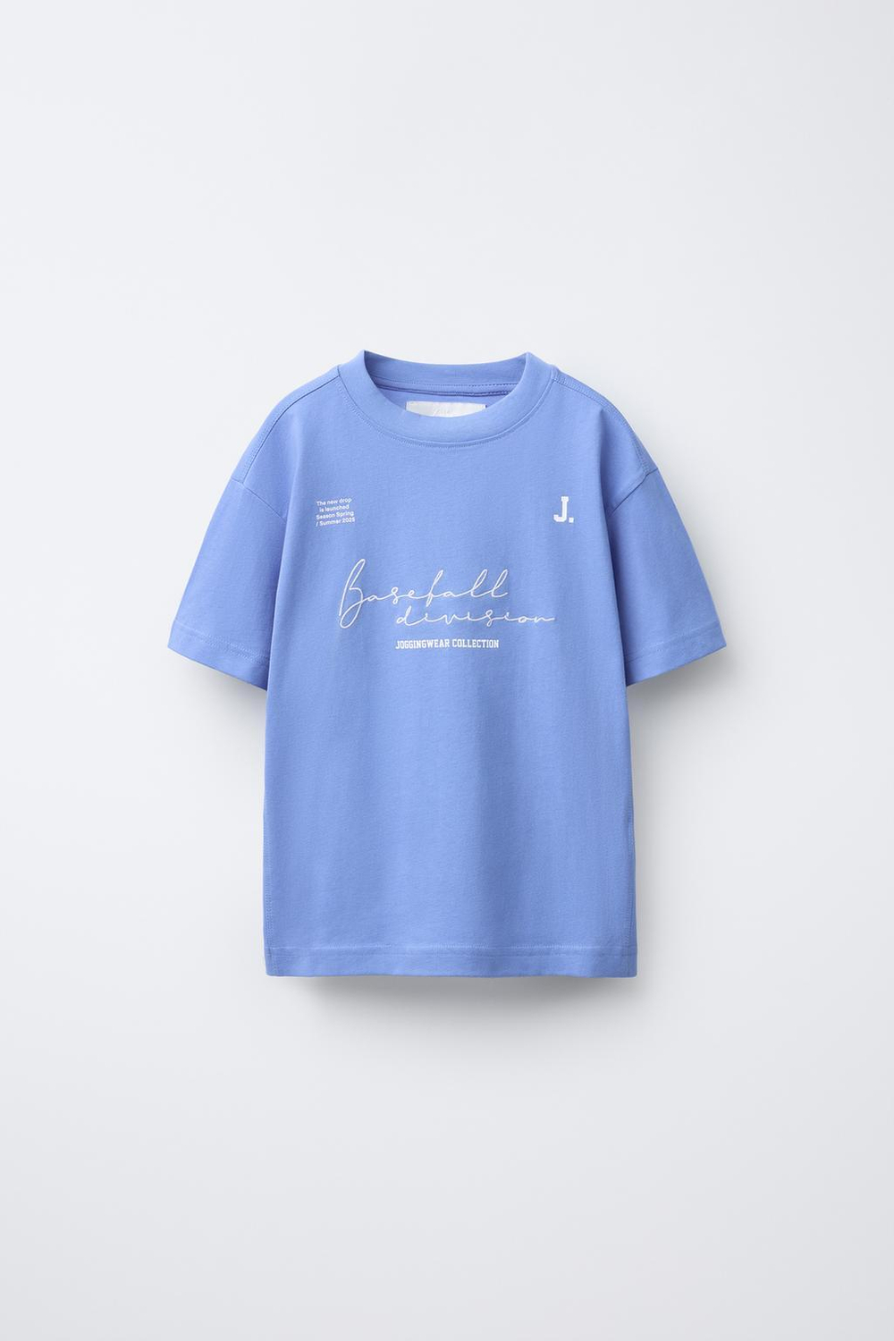 ZARA ФУТБОЛКА В СПОРТИВНОМ СТИЛЕ С НАДПИСЬЮ, ГОЛУБОЙ