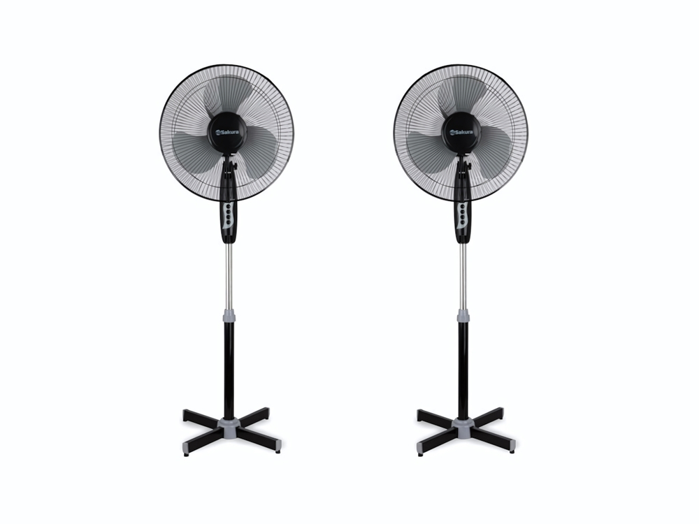 Вентилятор (набор 2шт) напольный SA-10BK (черный с серым)