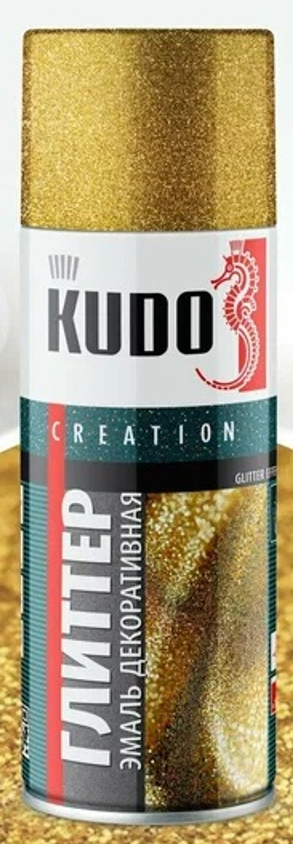 Аэрозоль декоративная ГЛИТТЕР золото 520 мл KUDO