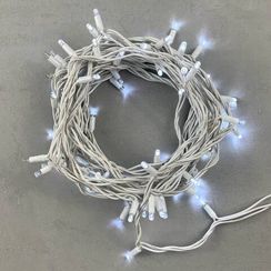 Гирлянда Нить 10 м., холодный белый с Мерцанием Белого Диода 220В, 75 LED, Провод Белый Каучук, IP65, LTC (LL75BLW-8-2W)