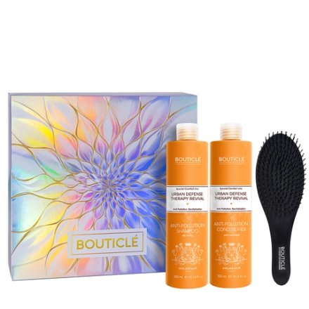 Набор Укрепление для волос и кожи головы (шампунь 300 мл + кондиционер 300 мл + массажная щетка) AH Urban Defense Therapy Revival