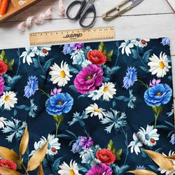 Ткань флис ромашки и васильки