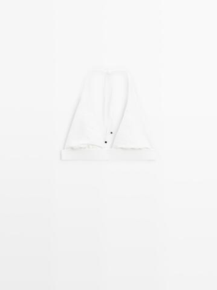 Massimo Dutti Топ бикини из рельефной ткани с треугольными чашками, белый