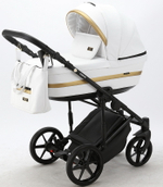 Детская коляска Adamex Rimini Deluxe 3 в 1 RI200 БЕЛ.КОЖА+ЗОЛОТО.ОТДЕЛКА