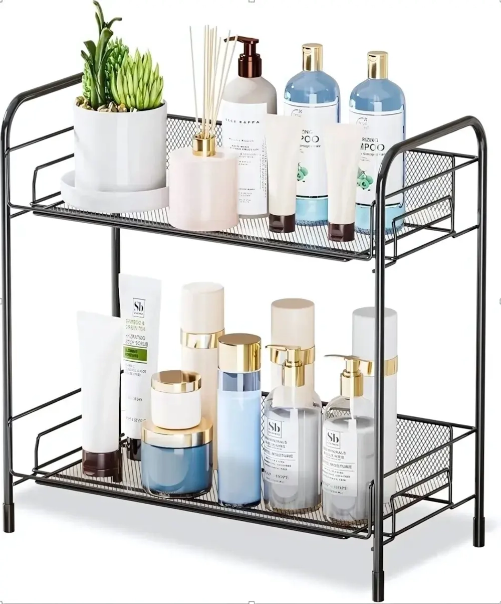 Этажерка настольная хозяйственная универсальная «ФАНАДЕРО», цвет черный, 35*17,5*34см