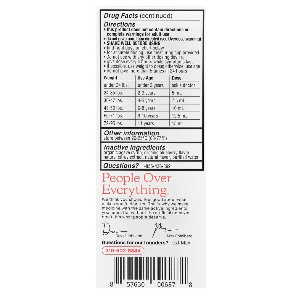 Genexa, Kids 'Pain & Fever, для детей 2–11 лет, органическая голубика, 160 мг, 118 мл (4 жидк. Унции)