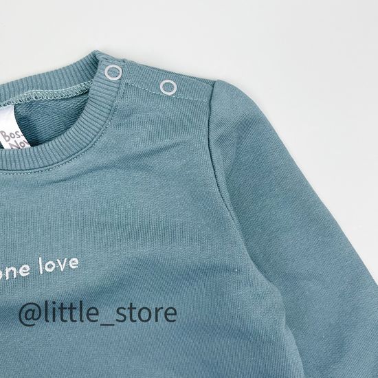 Комплект из футера "One love" Серо-зеленый