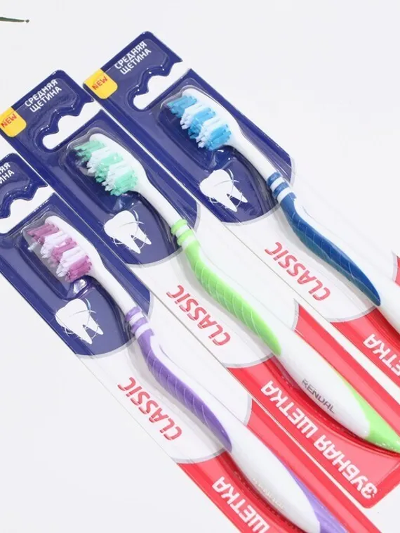 Зубная щётка Rendall Classic, средней жёсткости, микс, 1 шт.