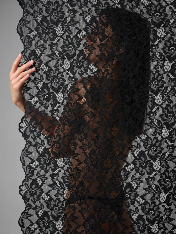 Кружевное неэластичное полотно, арт. M150, черный 170