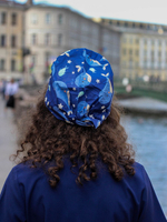 Шапочка медицинская, принт "Кит", синий