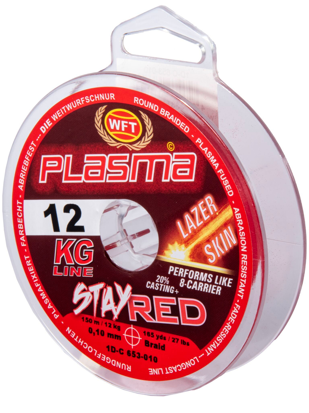 Шнур плетёный WFT KG PLASMA LAZER SKIN Stay Red 150/010