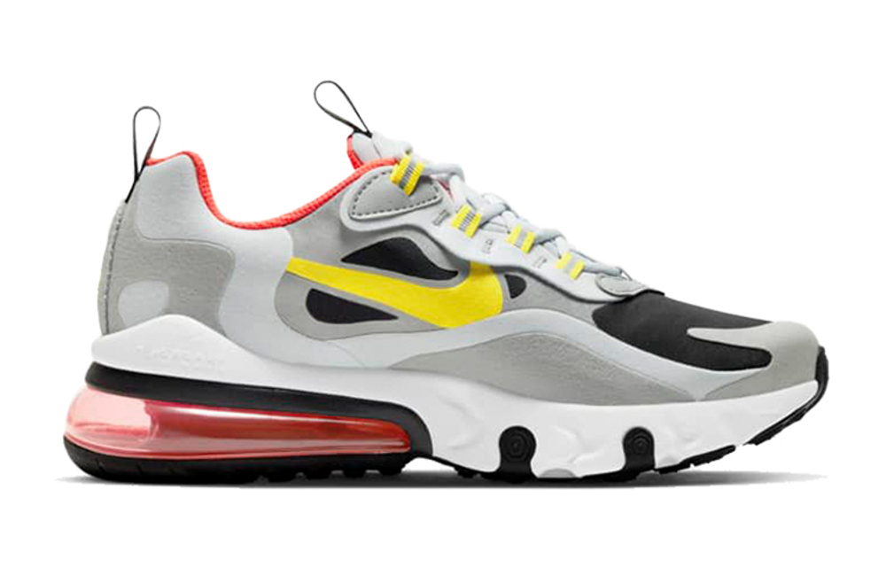 Nike Air Max 270 React retro air cushion sports low-top running shoes GS black gray yellow