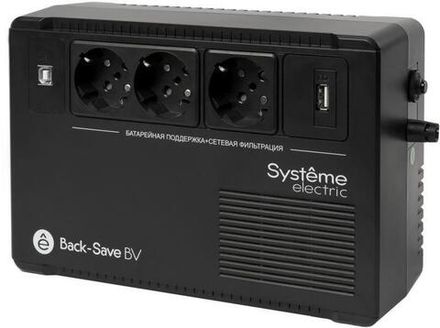 Источник бесперебойного питания Back-Save BV 400В.А AVR 3 Schuko 230В 1 USB-A BVSE400RS SE 1894499