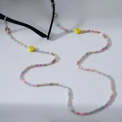 Цепочка для очков "Смайлик", цвет светло-розовый, 70 см