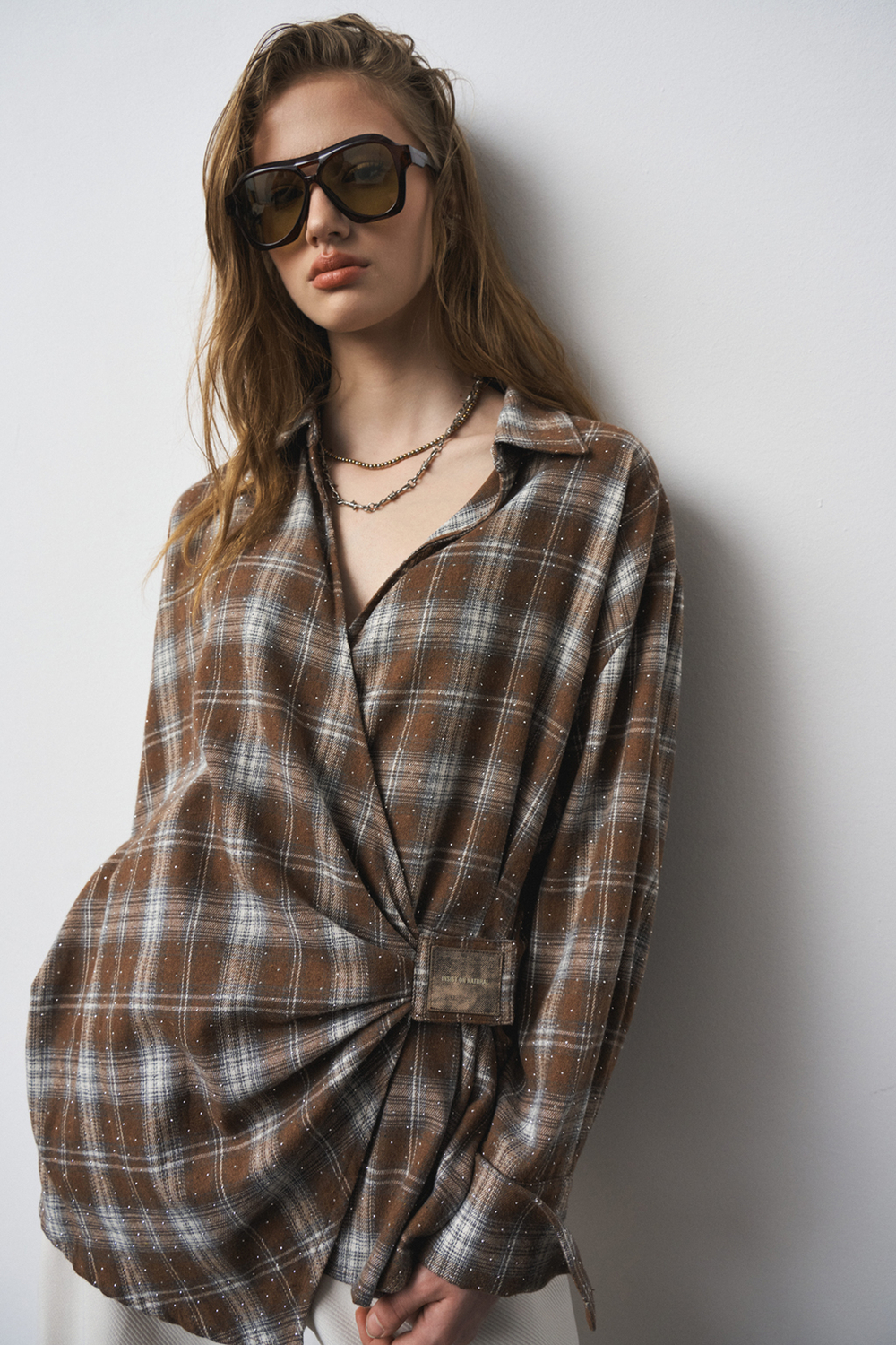 Рубашка 1290 коричневая клетка