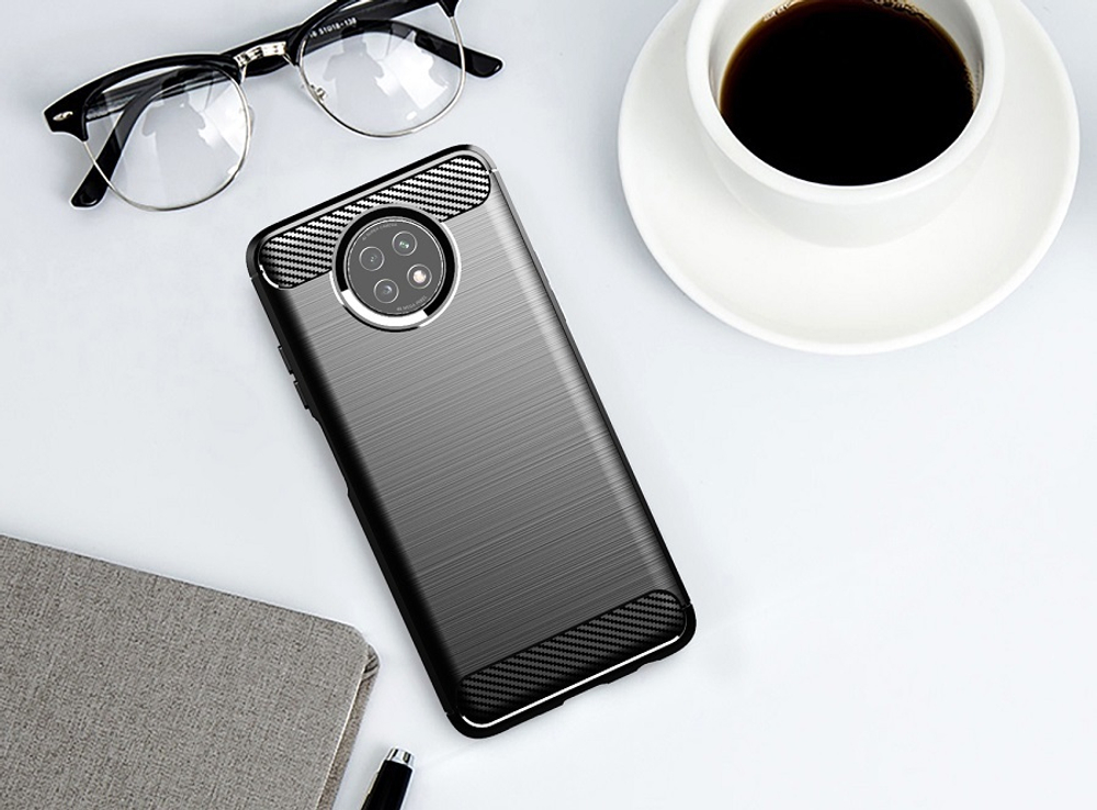 Чехол защитный черный для Xiaomi Redmi Note 9T, серия Carbon от Caseport
