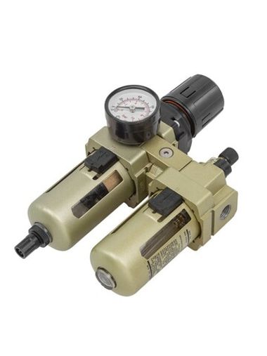 Блок подготовки воздуха 1/4''(фильтр-регулятор+лубрикатор)(10Мк, 1700 л/мин, 0-10bar,раб. температура 5°-60°) RockForce##Rock FORCE RF-AC3010-02