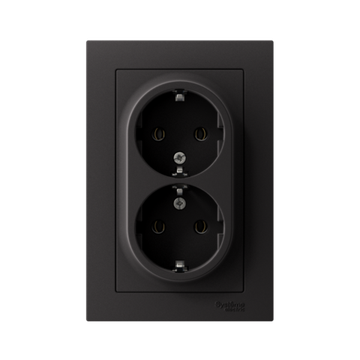 Розетка 2-м СП AtlasDesign 16А IP20 с заземл. в сборе карбон SE ATN001024