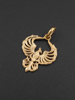 Подвеска птица феникс из серебра с позолотой