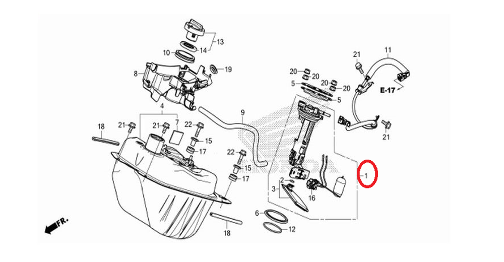 16700-K35-V01. PUMP UNIT, FUEL Honda PCX (2014-2017)