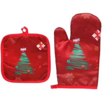 Прихватка в наборе с прихваткой-варежкой «Праздничная ёлка» 25,5*16 см, 17*17 см