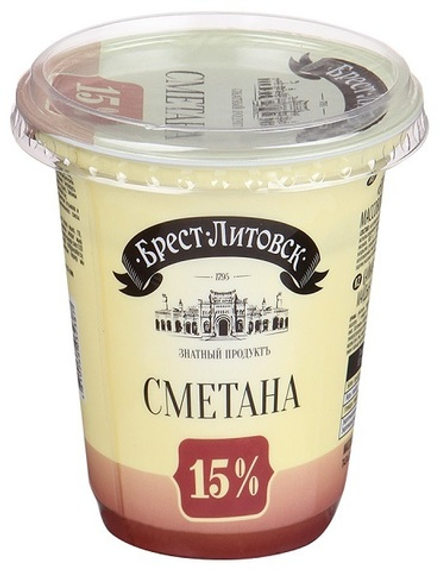 Сметана "Брест-Литовск" 15% 315г. Савушкин продукт