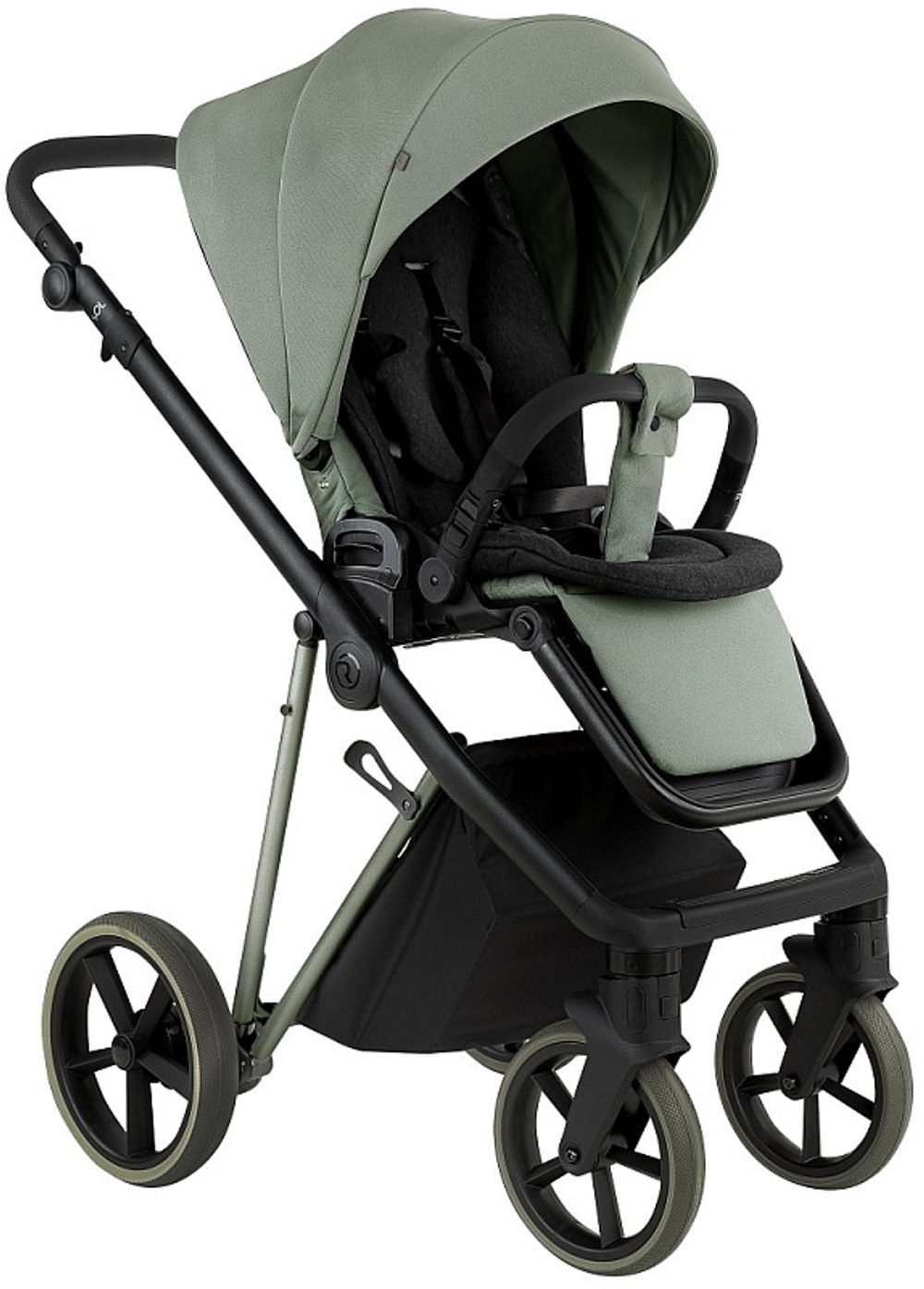 Детская коляска Roan Sol Vintage Luxury 2.0 3 в 1 с автокреслом Tutis Elo Lux EduSky Black VIN 02/SG Sage Green/Sage/руч.Black