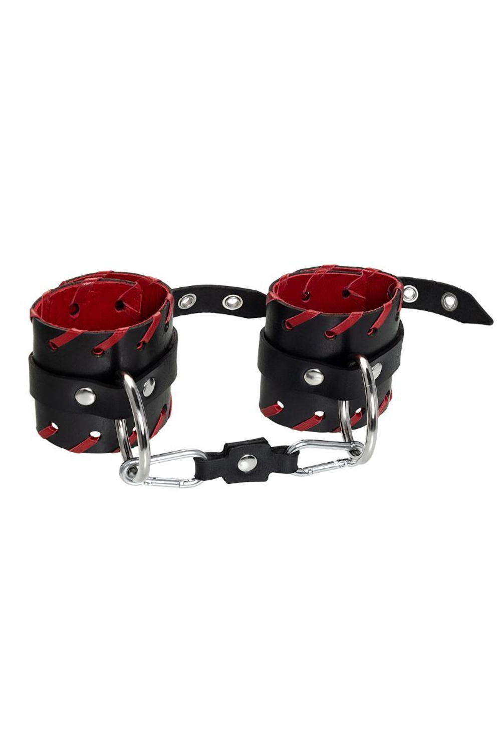 Черные наручники с красной окантовкой (Цвет: черный с красным)