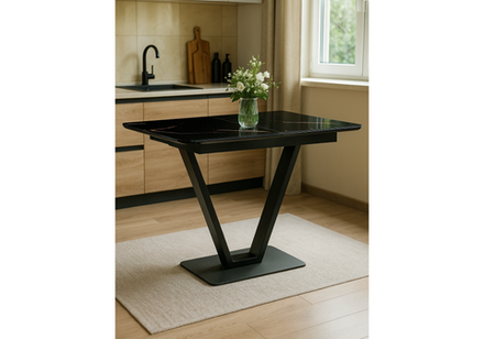 Стол стеклянный Woodville Бугун обсидиан, черный