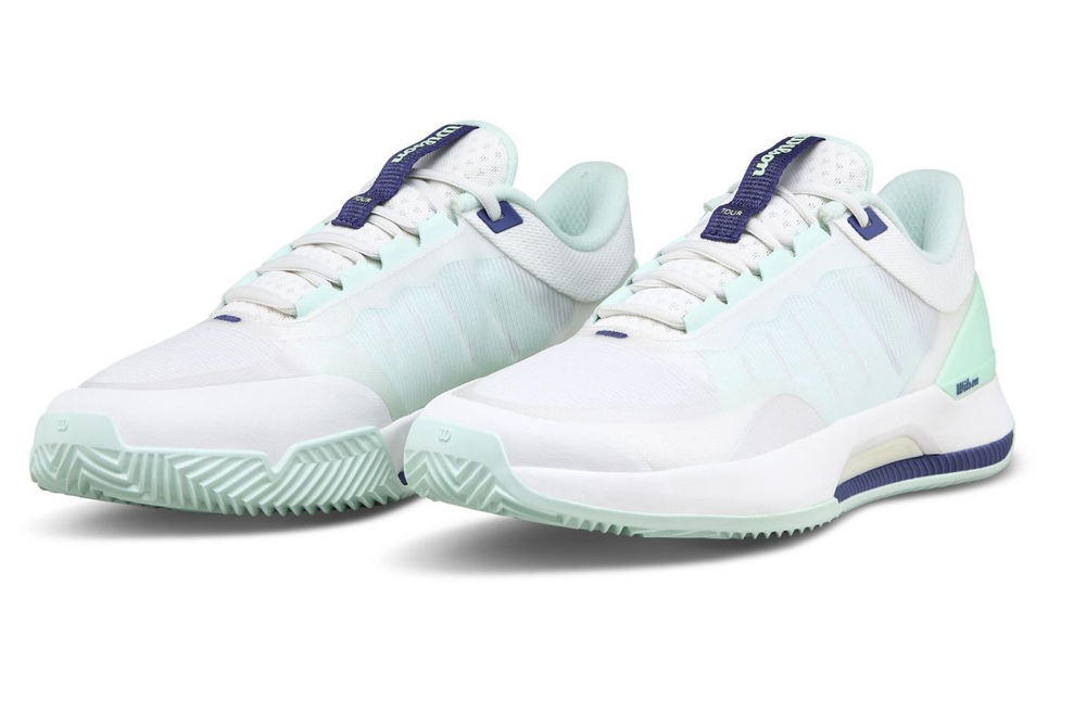 Женские теннисные кроссовки Wilson Intrigue Tour Clay - white/bay/skipper blue