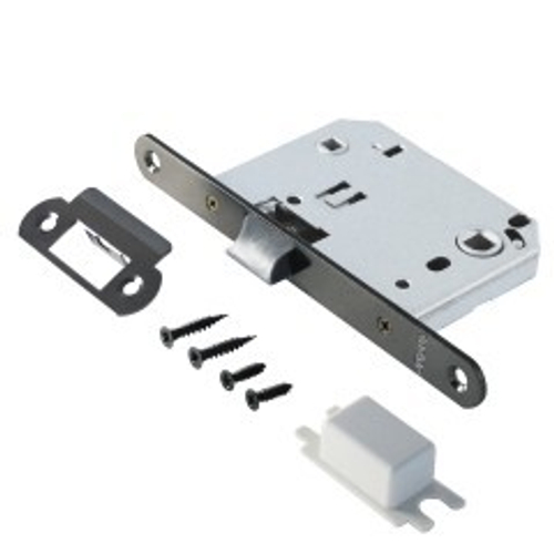 Защелка АЛЛЮР АРТ L7050 PR BN черный никель, пластик, овал.планка 18мм б/ручек с фиксатором  / 11564