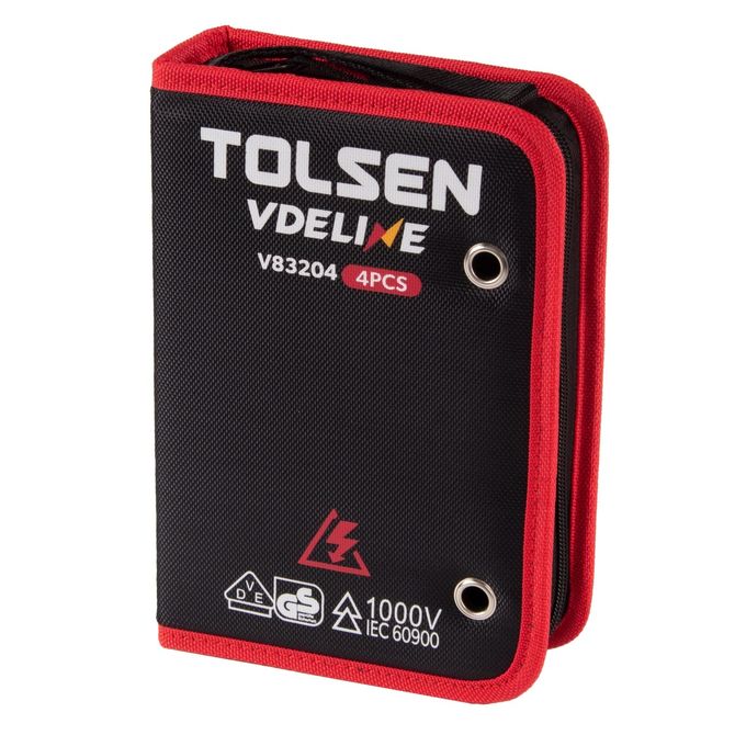 TOLSEN (TTV83204) Набор пассатижей и бокорезов диэлектрических, 4 предмета, в футляре на молнии