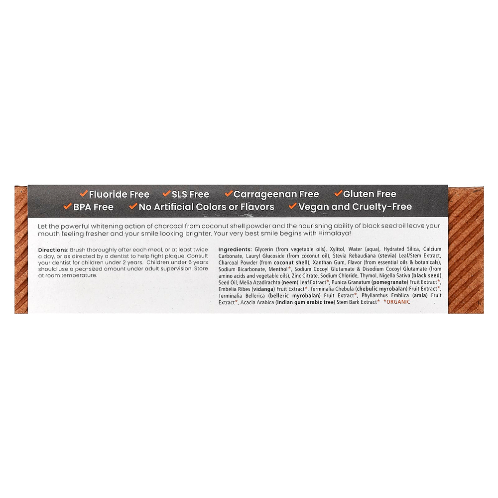 Himalaya, Отбеливающая зубная паста против зубного налета, древесный уголь и масло черного тмина, мята, 113 г (4,0 унции)