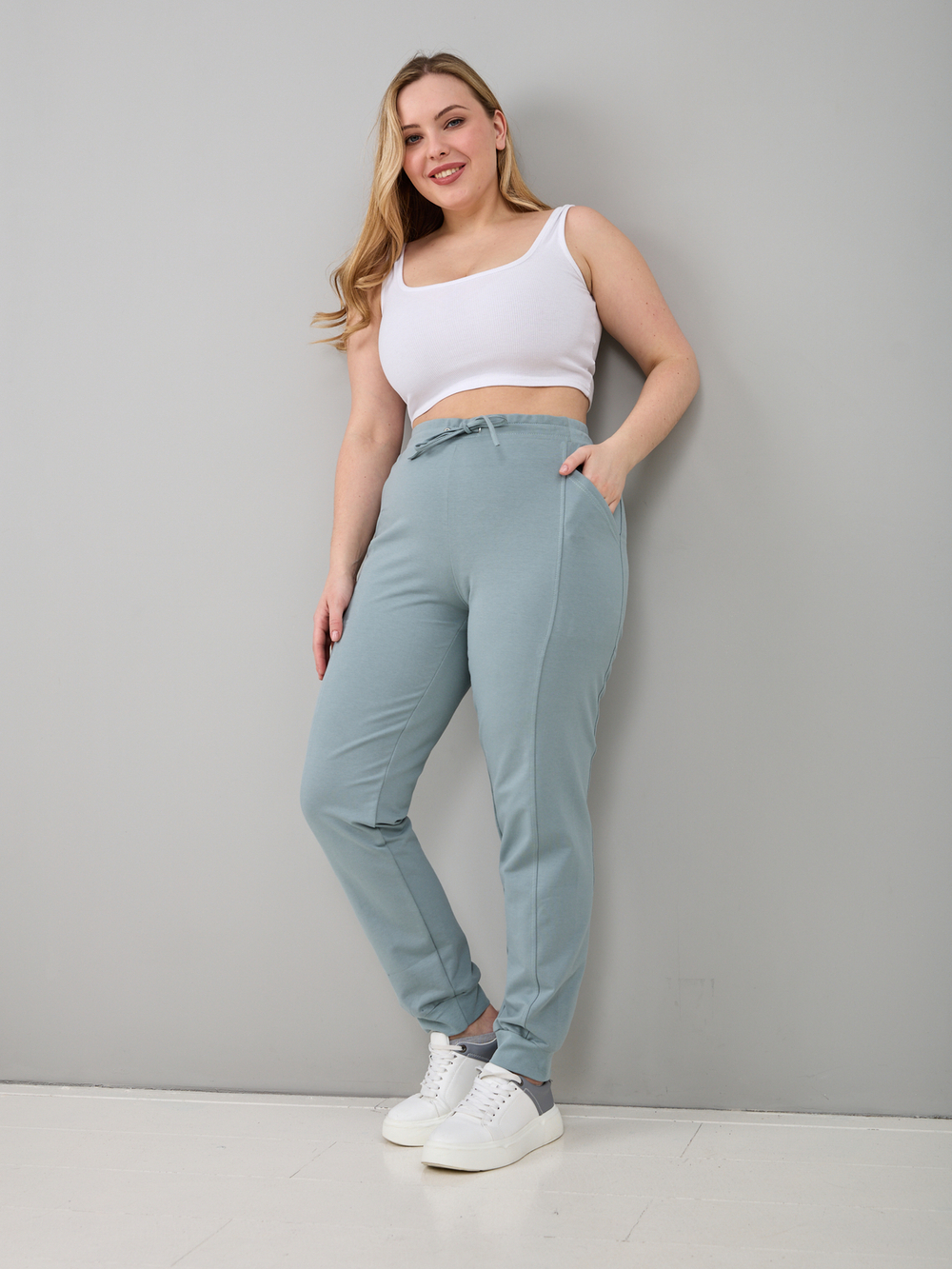 Брюки Бфл-038/шалфей-однотон