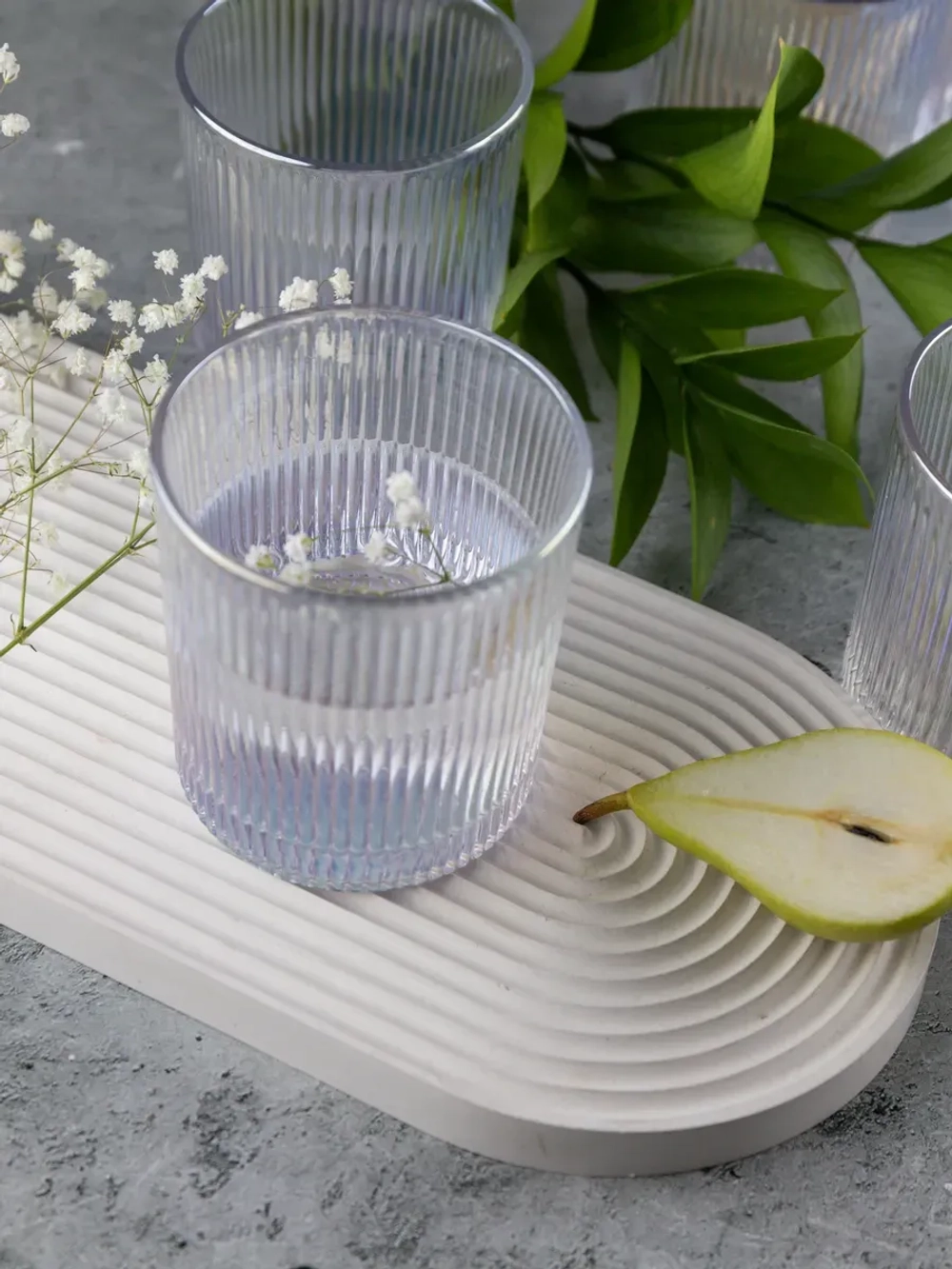 Набор ребристых бокалов для виски, 350 мл. 6 шт. перламутр